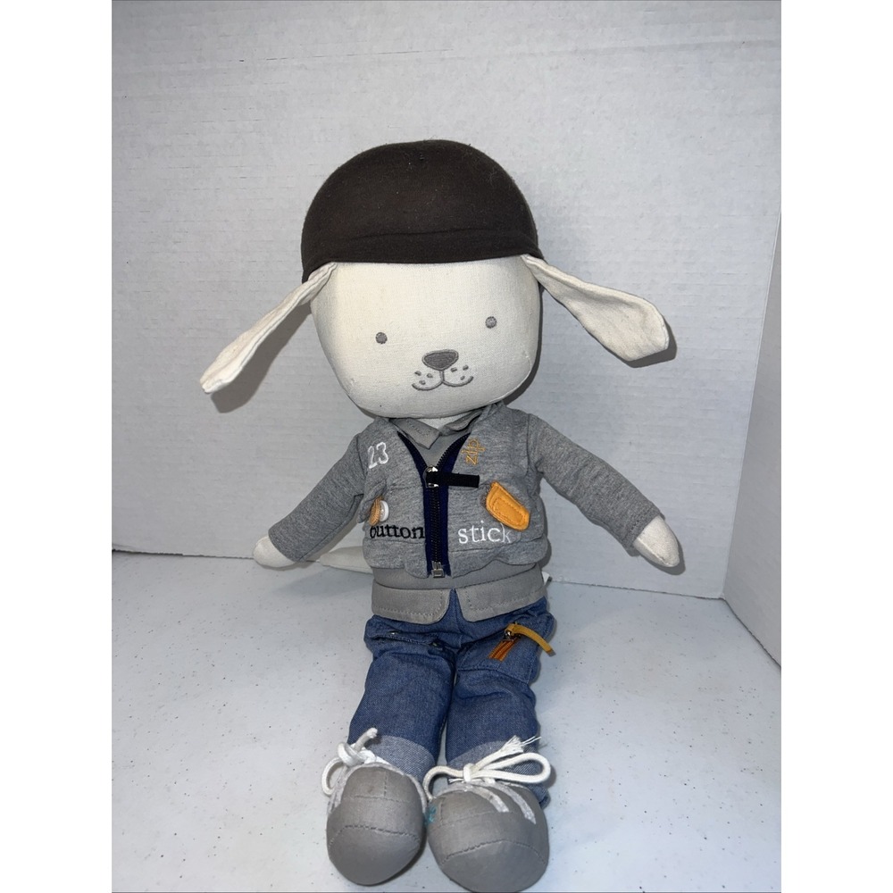 Pottery Barn Kids Plush Dog Dress Him Teaches Button, Snap, Tie & Zip 18" Stuffe